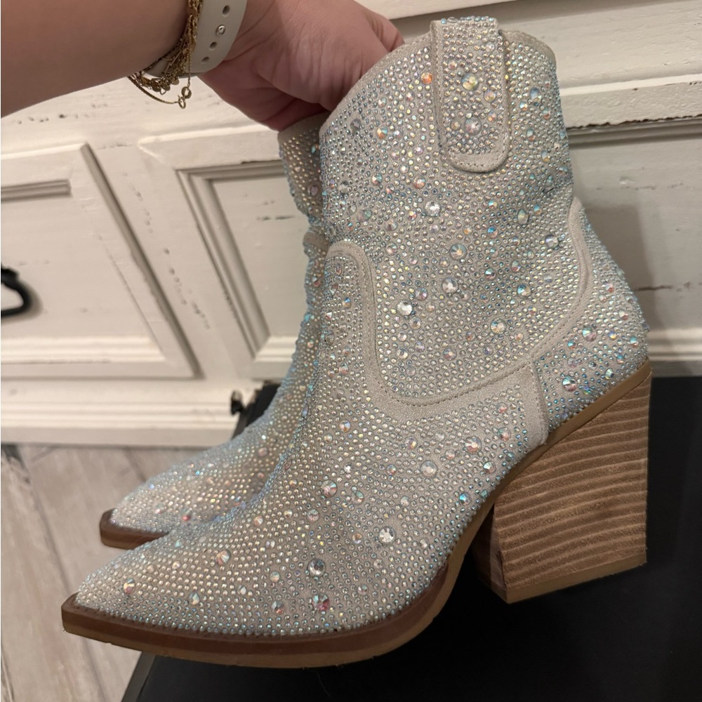 Amazing Lace Sparkling Rhinestone Ankle Boots